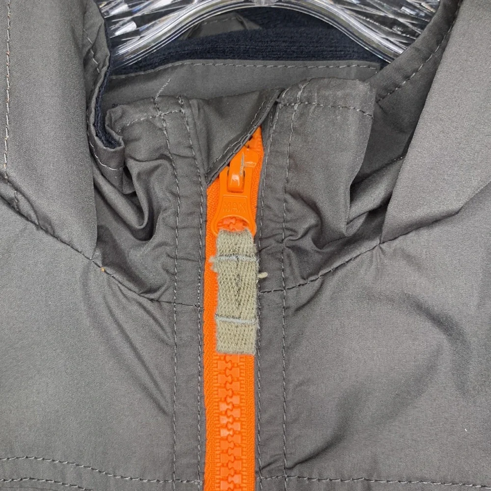 LONDON FOG Jacket Gray Orange Zip Front Zip Pockets Hood Boys Medium 10-12